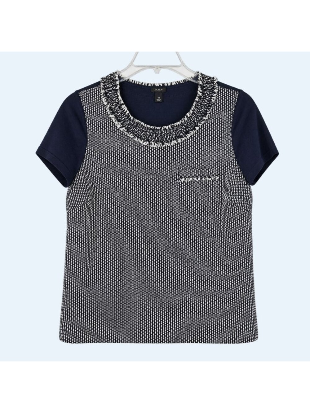 J.Crew Tweed front short sleeved silk and cotton women blouse sz XS style 65237